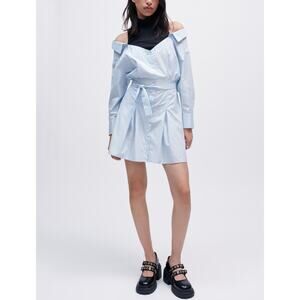 NWT maje Women’s Striped trompe l'oeil shirt dress Small 36 New